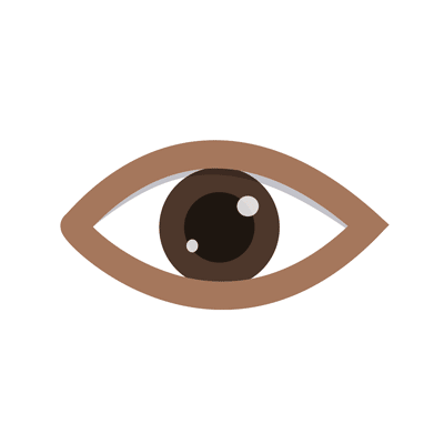 Animated brown eye with dark skin tone clipart illustration