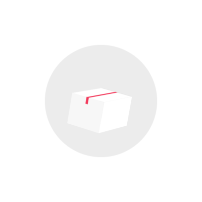 White Box package with red tape in round icon clipart illustration with transparent background