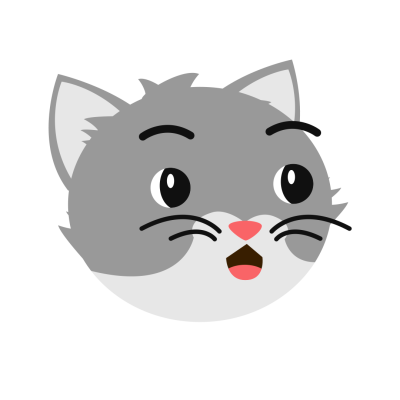 Amazed Cat with opened mouth looking right clipart illustration transparent background