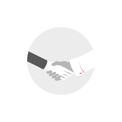 Handshake between man and woman clipart illustration in round icon on transparent background
