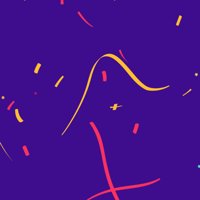 Animated Confetti Illustration with Purple Background