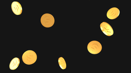 Gold coins on black background
